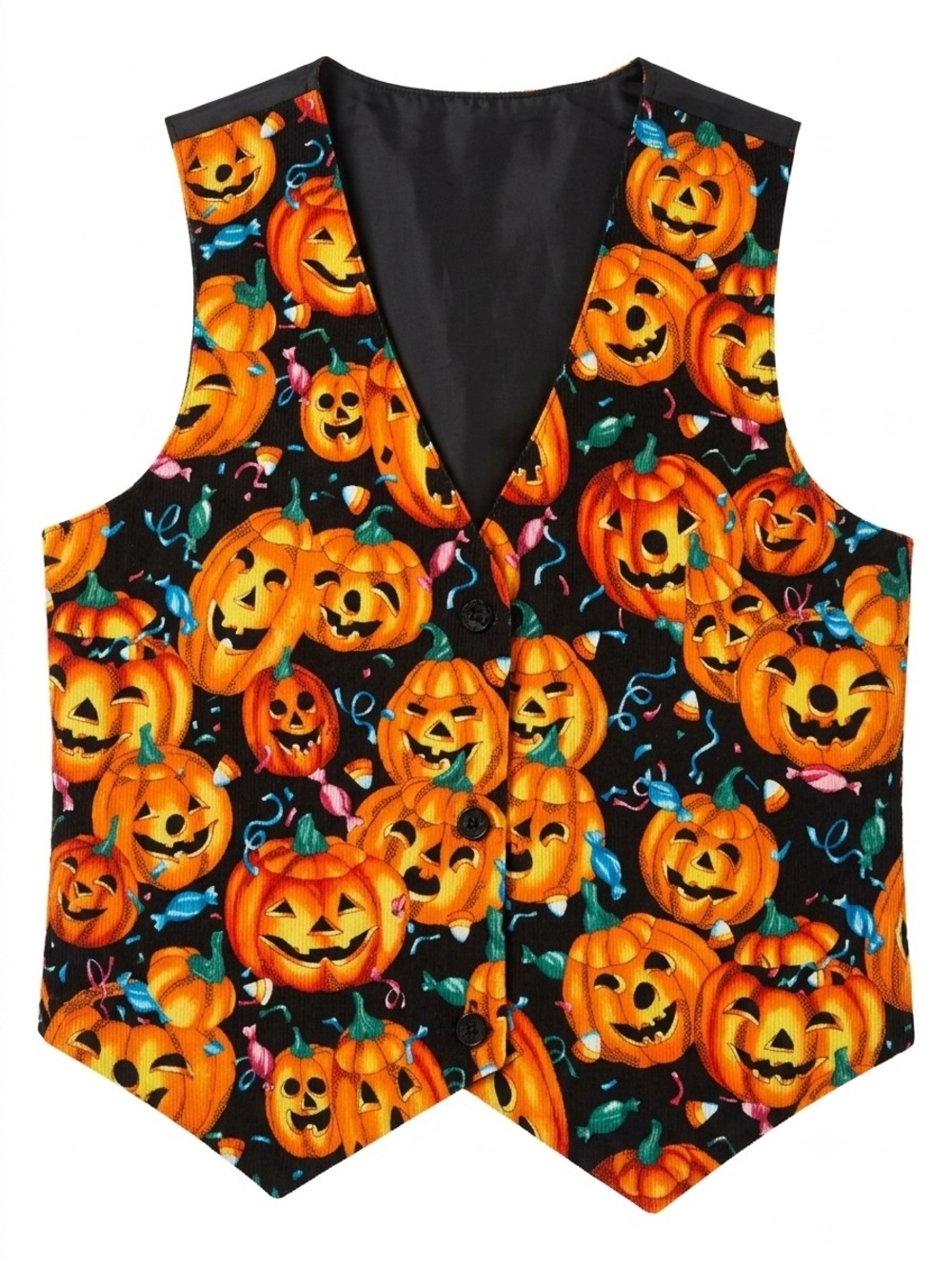 Kids Pumpkin Jack-O'-Lantern Vest - Orange Halloween Costume